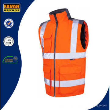 Hi Vis Poliéster impermeable Bodywarmer sin mangas chaqueta